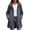 Dark Gray, variant on Women's Mid Length Hooded Rain Trench Coat Drawstring Waist Full Zip Snap Button Windproof Jacket Shell for Outdoor
