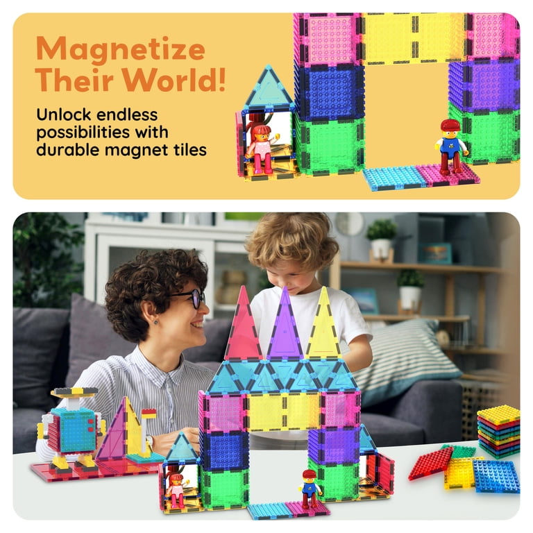Stick-O Basic 10-Piece Magnetic Building Blocks Toy. Preschool STEM Toy With Large Pieces And Grippy Groove Design Designed Amz B