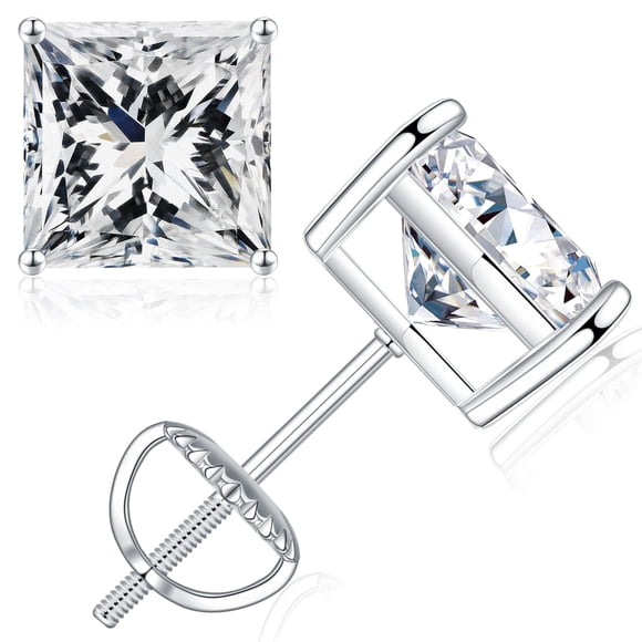 Pendientes SMILEST de plata de ley 925 con moissanita de 0,8 quilates