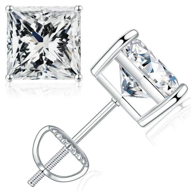 Pendientes SMILEST de plata de ley 925 con moissanita de 0,8 quilates