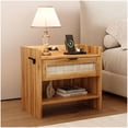 thumbnail image 1 of Boho-style rattan nightstand con type-c charging port 1 almacenamiento cajón y abiertos space para dormitorio sala de estar o oficina, 1 of 7