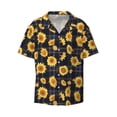 thumbnail image 4 of Salouo Royal Blue Plaid Sunflower Pattern Cuban Collar Shirts for Men Button-Down Shirt Men's Short Sleeve Shirts Hawaiian Shirts Casual Shirts -Small, 4 of 6