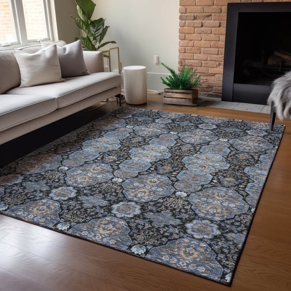 Addison Rugs Chantille Indoor/Outdoor Traditional Global Black Machine Washable Rectangle Rug, 10' x 14'