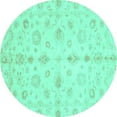 thumbnail image 1 of Ahgly Company Indoor Round Oriental Turquoise Blue Traditional Area Rugs, 4' Round, 1 of 4