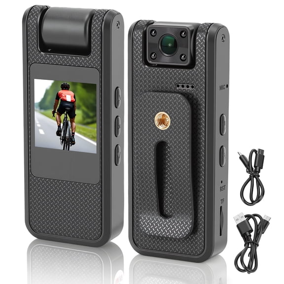 4K Body Camera with Audio & Video Recording, 1.4" Screen Wearable Sports Camera with Night-Vision, 180° Rotating Lens, Portable Small Personal Camcorder for Sport Outdoor Traveling Daily Recorder