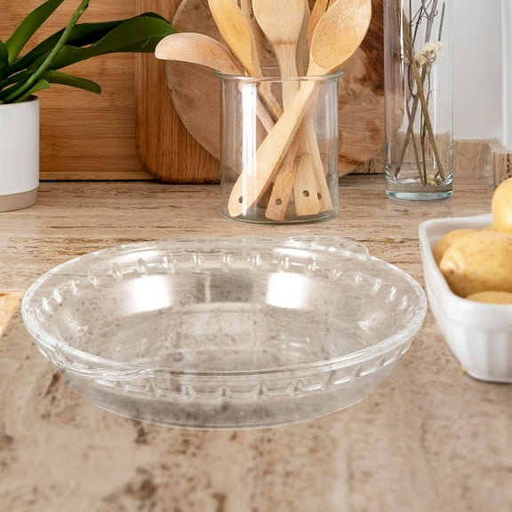 HOMEMAXS Glass Pie Plates With Handles 9 Inches Baking Dishes Clear Glass Serving Plates For Snacks Salads Desserts