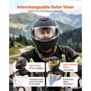 KFFKFF Full Face Motorcycle Helmet, Dual-Visor Street Bike Helmet, Lightweight and Comfortable Motocross Helmet for Adults - DOT & ECE Certified (M Size)