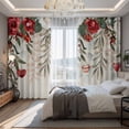 thumbnail image 2 of Red Green Valentine's Day Blackout Curtains for Bedroom/Living Room, Pinch Pleated Black Out Curtains, Summer Botanical Floral Rustic Room Darkening Window Drapes with Hooks 2 Panels, 39"x70", 2 of 8