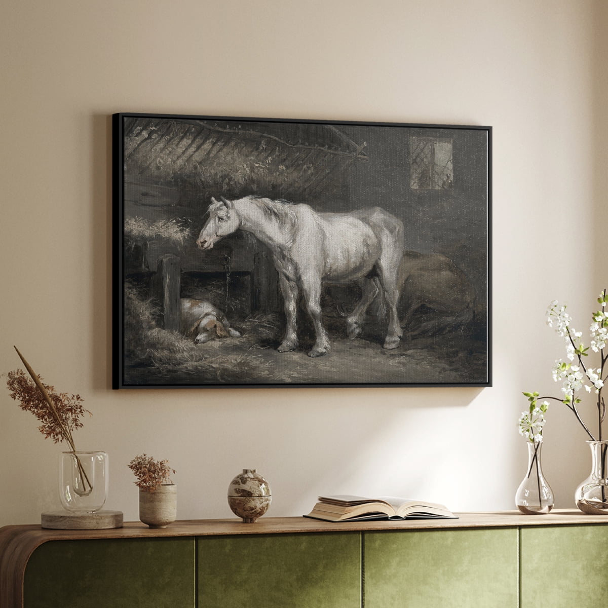 Vintage Animal Print-XLII By Wexford Home Framed in Black Wood Gallery Wrapped Canvas 17 in. x 25 in.