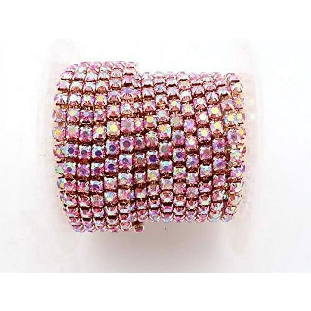 HUGFEGWE 5Yard High Density 4mm Rhinestone Cup Chain Sew On Glue On DIY Trimming-Crystal Rhinestones for Crafts-Rhinestones for Sewing-Rhinestone Close Chain-Rhinestone Chain for Jewelry Making