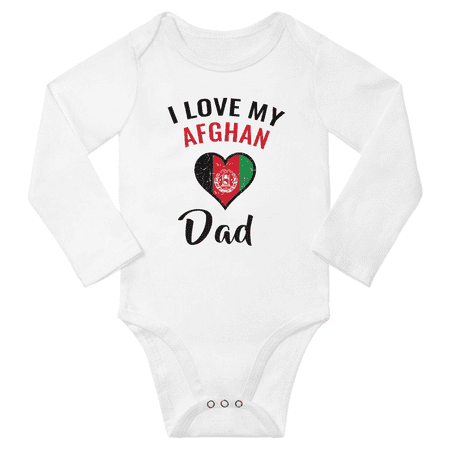 

I Love My Afghan Dad Baby Long Slevve Romper Bodysuit (White 18-24 Months)