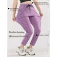 thumbnail image 3 of Women's Drawstring Sweatpants Quick Dry Stretch Loose Casual Pants with Zipper Pockets for Running Yoga Workout, 3 of 6
