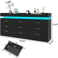 thumbnail image 3 of ChVans Black Dresser with LED Light and Charging Station, Modern Wood Dresser with Wide Drawers and Metal Handles, 9 drawer dresser for Bedroom, Living Room, Entryway, Hallway, 3 of 10
