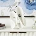 thumbnail image 2 of 9" x 12" White Polystone Wavy Shaped Abstract Sculpture with Cutouts and Speckled Texturing, by DecMode, 2 of 9