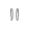 thumbnail image 3 of ARAIYA FINE JEWELRY Sterling Silver Round Diamond Hoop Earrings (1/5 cttw, I2-I3 Clarity, I-J Color), 3 of 6