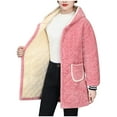 thumbnail image 6 of ZQUUVOU Fuzzy Pajamas Tops for Women Winter Thicken Hooded Plush Loungewear Shirts Long Sleeve Button Down Pajama Tops Red, 6 of 7