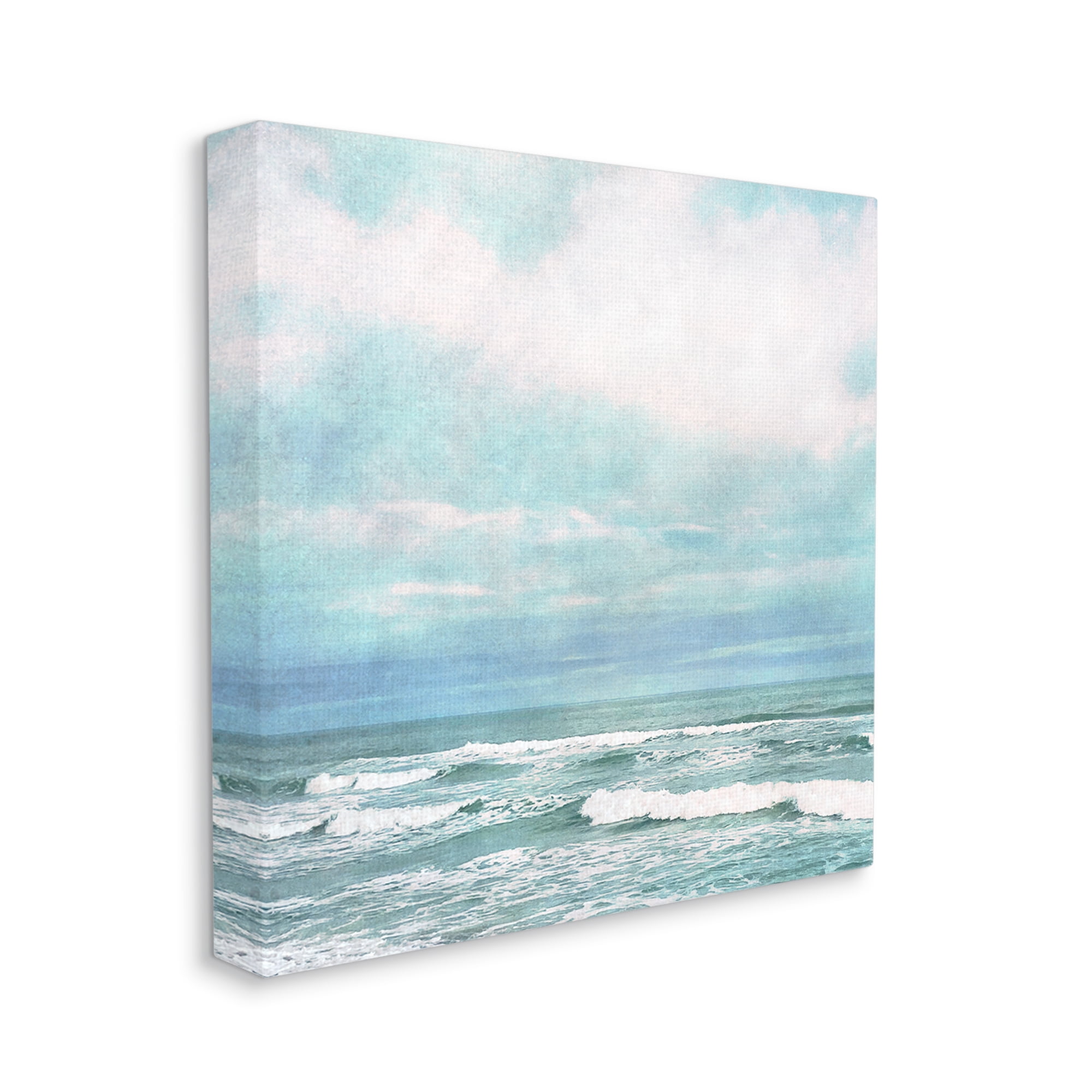 Stupell Industries Beach Waves Horizon Landscape Painting Gallery Wrapped Canvas Art Print Wall Art, 17 x 17