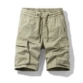 thumbnail image 2 of LYMAYTER Cargo Shorts for Men's Drawstring Elastic Waist Casual Workout Shorts Multi-pocket Design 29-38, 2 of 8
