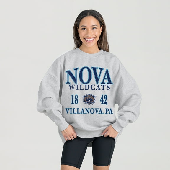 Women's Gameday Couture Ash Villanova Wildcats Premium Fleece Pullover Sweatshirt