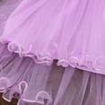 thumbnail image 5 of Kids Girls Dress Summer Short Sleeve Round Neck Mesh Splice Irregular Hemlines Flower Dress Cute Dresses for Girl, 5 of 7