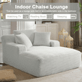 thumbnail image 3 of GNIXUU 49.2"W Oversized Chaise Lounge Chair Indoor, Boneless Sofa Upholstered Sleeper Couch with 3 Throw Pillows and Armrests, Comfy Corduroy Plush Chairs Bed for Living Room,Light Gray, 3 of 8