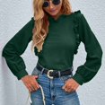 thumbnail image 3 of Blusa holgada de manga larga con volantes en color verde para mujer, con abertura en la espalda y talle L, 3 of 6