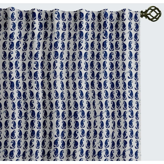Vargottam Cotton Curtains for Windows - 3-in-1 Rod Pocket/Back Tab Short Window Drapes - Light Filtering Cotton Panels - Set of 2, 52"x63" - Botanical Print (Blue)