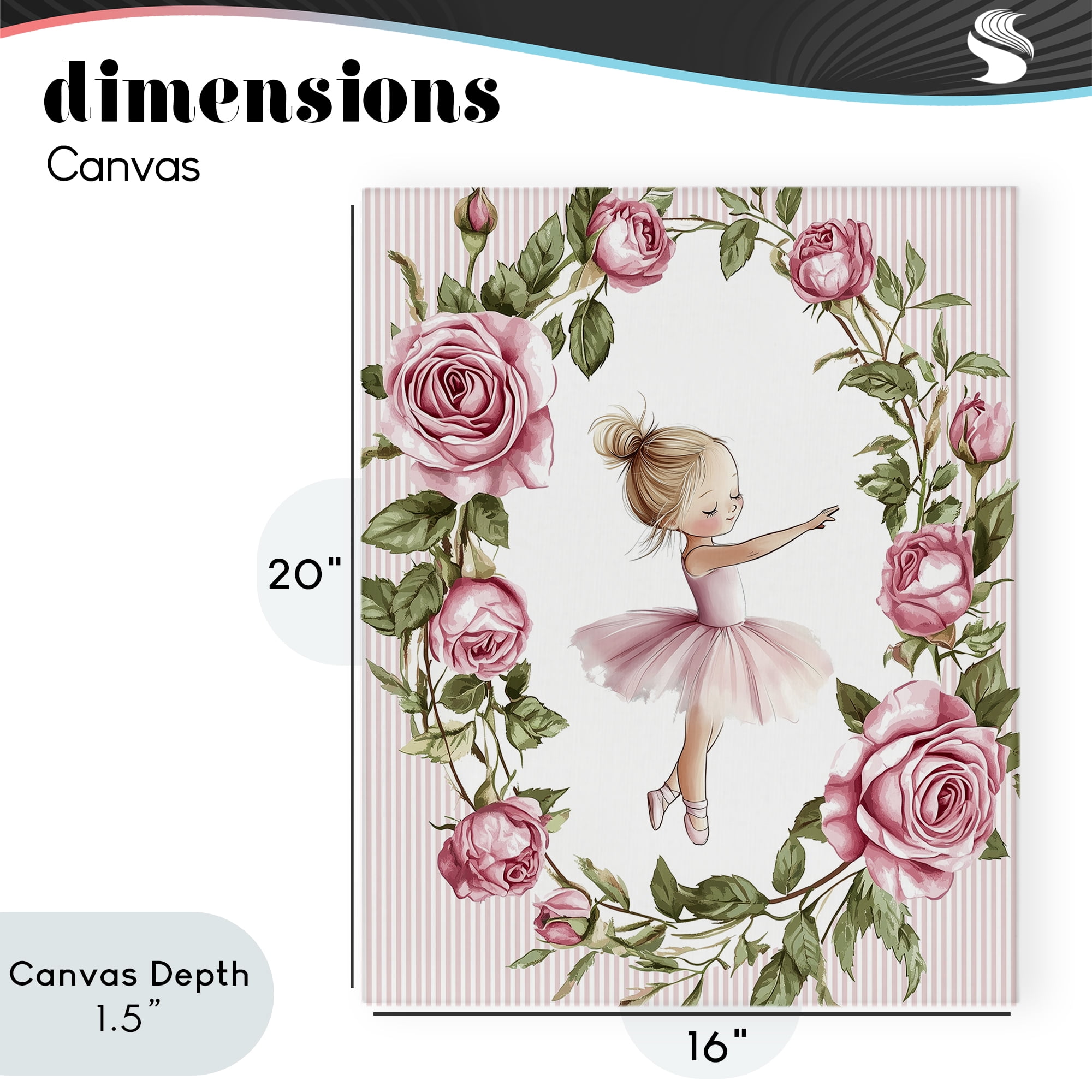 Stupell Industries Little Rose Dance Ballerina Canvas Wall Art, design by Christine Simpson Art
