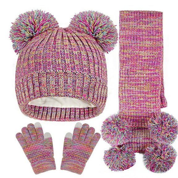 Girls Winter Hat Scarf Gloves Set Soft Knit Beanie Warm Toddler Hat Hats for Boys Baby Hats