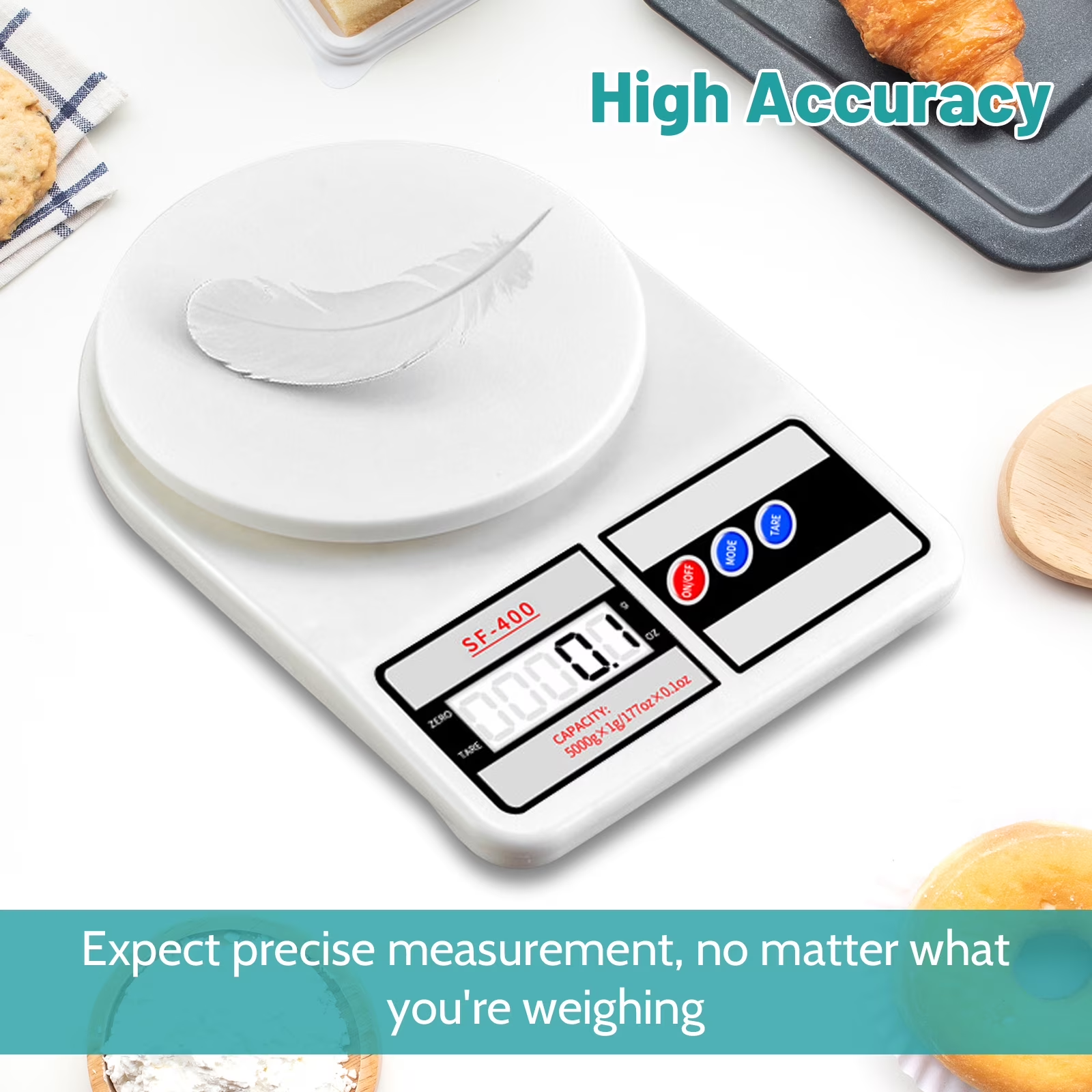 AGCAN Digital Kitchen Food Scale, Beige photo 3
