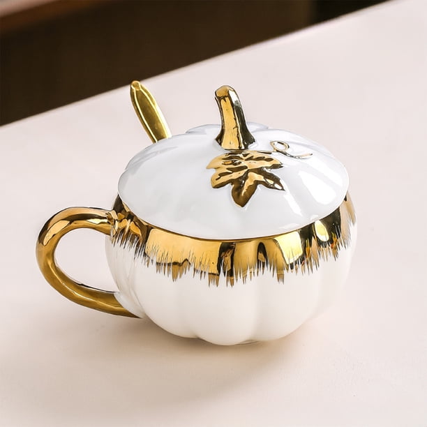 Yhmxh Utensilios de cocina Taza de cerámica de Halloween de alto valor con forma de calabaza, taza de café con tapa Muebles para cocina Accesorios de cocina Mueble organizador cocina