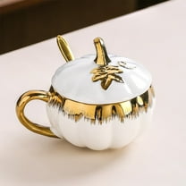 Luoshdecor Ceramic Coffee Mug with Lid,Pumpkin Shaped Mug Jam Server ,for Home and Kitchen Coffee Bar