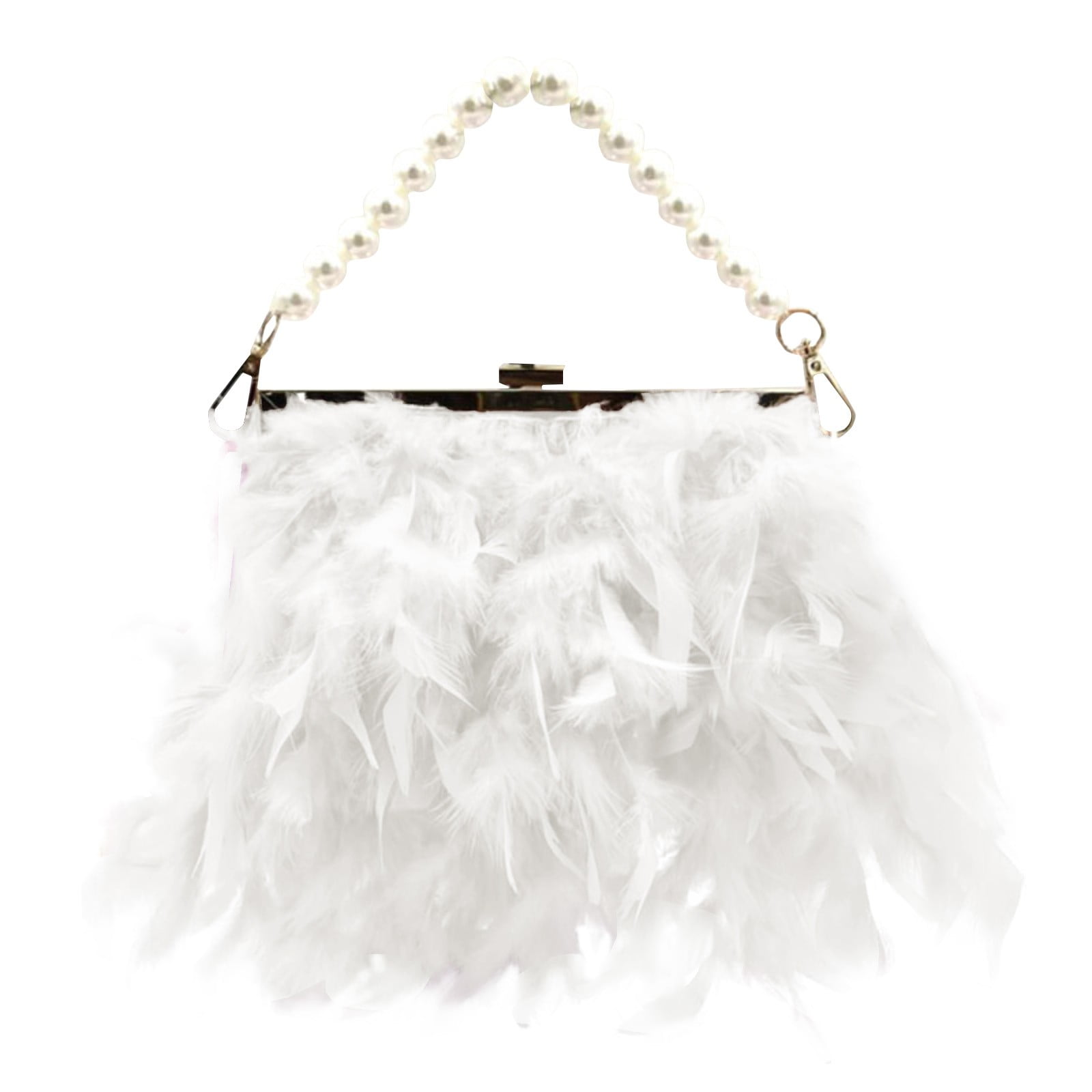 Fluffy Feather Mini Party Tote Bag In WHITE