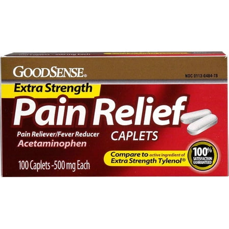 GoodSense Acetaminophen Extra Strength, Pain Reliever/Fever Reducer Caplets, 500 mg, 100 Count