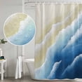 thumbnail image 5 of Navy Blue Ombre Beach Shower Curtain, Waterproof Shower Curtains for Bathroom, Summer Ocean Coastal Gradient Waves Washable Fabric Bathtub Curtain Set Bath Decor with 12 Hooks 72"x78", 5 of 8