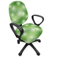 thumbnail image 1 of Abstract Office Chair Slipcover, Circular Round Shaped Inner Geometric Eco Wavelength Illustration, Protective Stretch Decorative Fabric Cover, Standard Size, Hunter Green White, by Ambesonne, 1 of 5