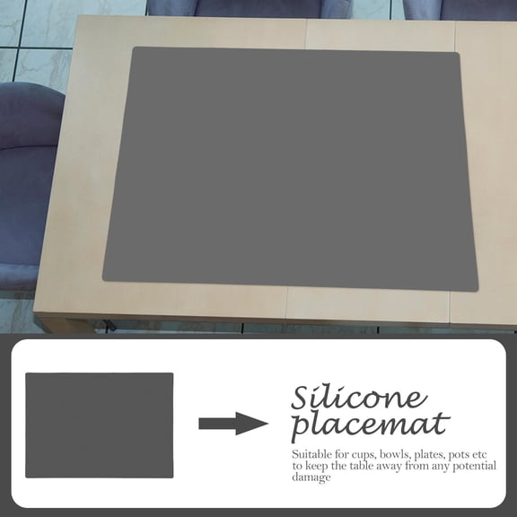 Phenofice Dark Grey Large Silicone Placemat for Kitchen Table and Countertop Use