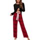 thumbnail image 1 of Conjunto de pijama de manga larga para mujer, pantalones a cuadros con cierre de cordón, jersey, Top transpirable, conjunto de ropa de descanso de 2 piezas, negro XL, 1 of 6