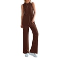 thumbnail image 2 of Conjunto de Chándal PRETTYGARDEN 2 Piezas Pantalón Palazzo de Pierna Ancha Color Café Talla S, 2 of 8