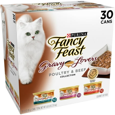 Purina Fancy Feast Gravy Lovers Poultry & Beef Feast Collection Wet Cat Food, 3.0 Oz. Cans (30 Pack)