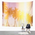 thumbnail image 2 of UFAEZU Yellow Palm Trees On Tropical Shore at Sunset with Film Burn Light Leaks Purple Dusk Wall Art Hanging Tapestry Home Decor for Living Room Bedroom Dorm 60x80 inch, 2 of 2
