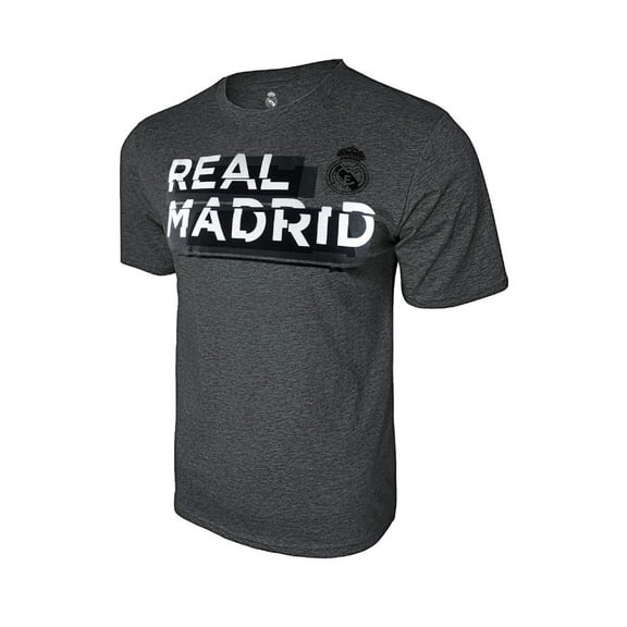 Icon Sports Real Madrid Official Licensed Cotton T-Shirt Soccer Tee - Home Gray w/Logo Men Size - Medium