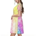 thumbnail image 2 of Logiee Fish Scale Print Womens Summer Dress,Casual Short Sleeve Sundresses,Beach A-line Shift Dress with Pockets, 2 of 6