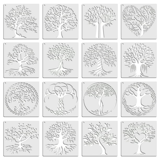 Kenally Plantillas reutilizables hechas en ABS, 16 pack/lote, para pintura hermosa sobre madera, ingredientes seguros, fácil operación Kits y herramientas para tallar