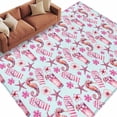 thumbnail image 2 of Summer Flower Washable Living Room Rugs 5'x8', Pink Flower Seahorse Starfish Drink Slippers Low Pile Throw Large Area Rug Non-Slip Sturdy Edge Binding Carpet for Living Room Kitchen Office, 2 of 9