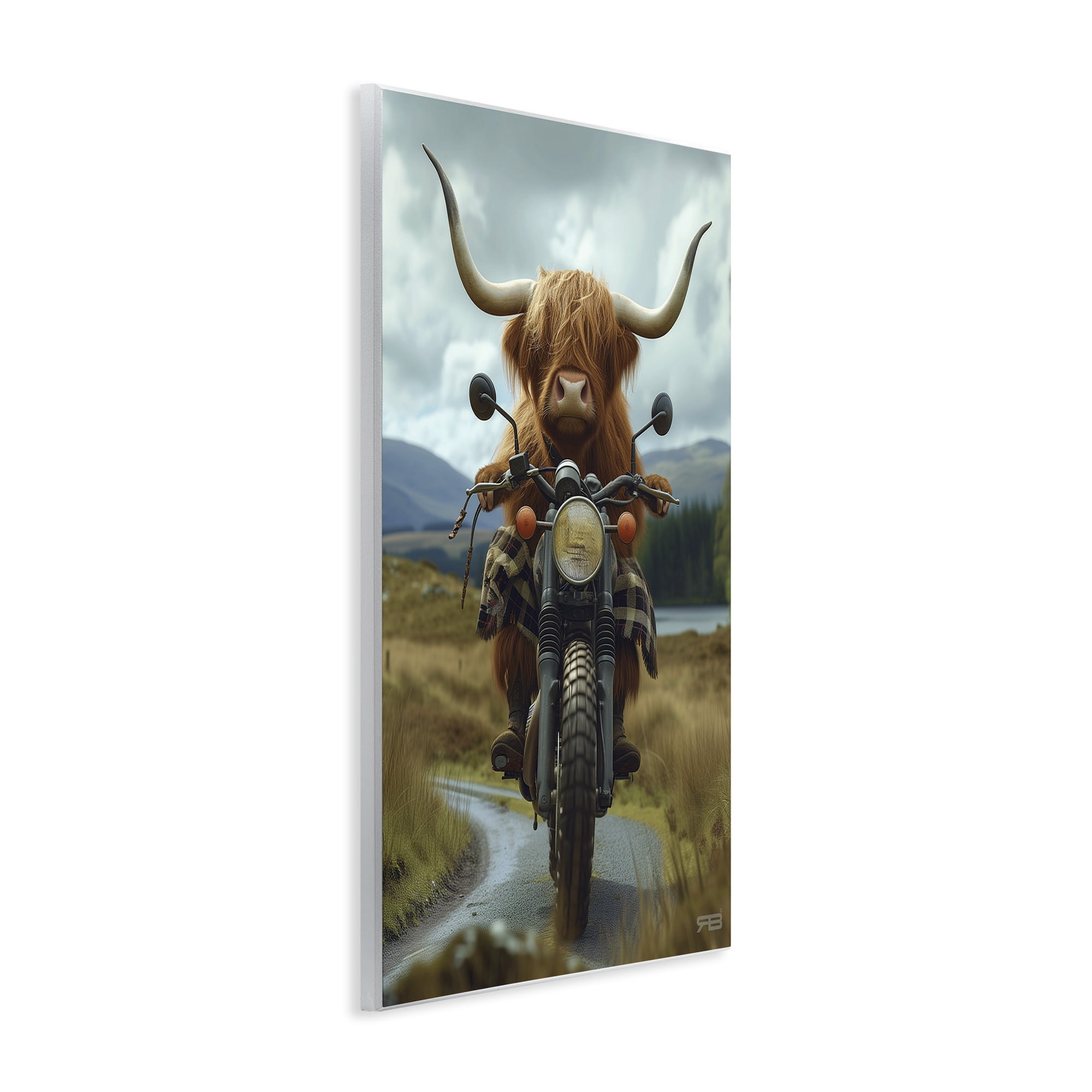 Stupell Industries Motorbike Rural Cattle Animals & Insects Painting Unframed Art Print Wall Art, 13 x 19