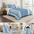thumbnail image 6 of Quilts Queen Size, Vintage Sky Blue Striped Soft Comforter Bedding Set for Bed, Farmhouse Modern Stripes Boho Texture Lightweight Quilted Bedspread with Pillow Cover(2 Pieces) All Season, 90x96 Inch, 6 of 9
