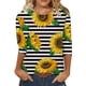 thumbnail image 2 of Moda para mujer O-cuello Casual Tres cuartos Estampado de girasol Tops Camiseta Blusa Pompotops FGAJ2053, 2 of 5