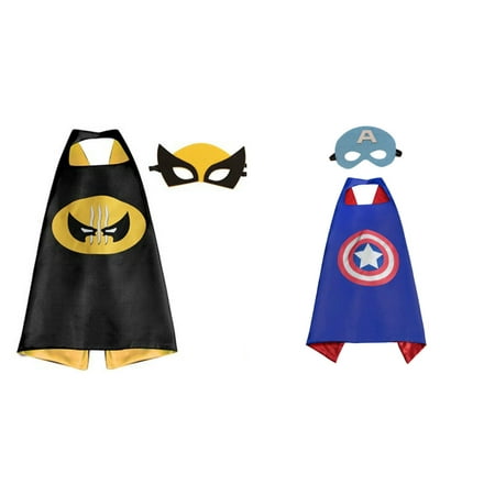 Captain America & Wolverine Costumes - 2 Capes, 2 Masks w/Gift Box by Superheroes