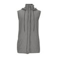 thumbnail image 6 of Fnooota Womens Puffer Vests with Hood, Lightweight Sleeveless Zip up Mid-length Winter Jackets Gray Size 2XL, 6 of 7